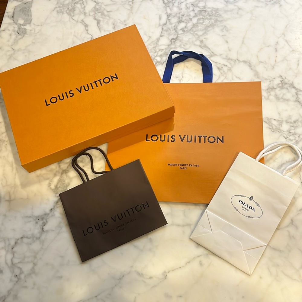 Louis Vuitton & Prada shopping bags & magnetic box